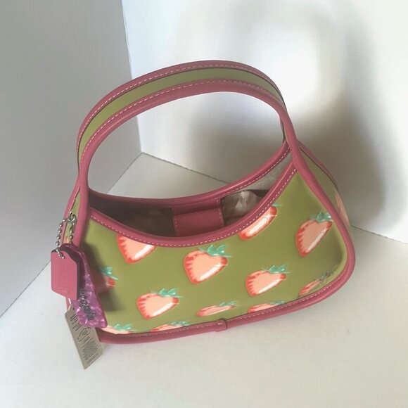Coach Ergo Bag Coachtopia Leather Strawberry CL757 Sabrina Lau NYC Lime Pink - Picture 6 of 12